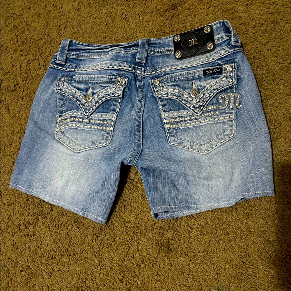 ✨Miss Me slim boot shorts in Blue